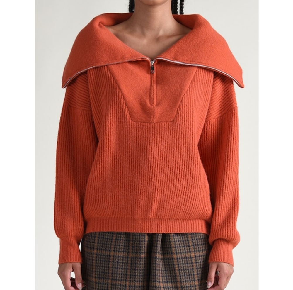 Lili Sidonio Molly Bracken Academia Boho Preppy Soft Orange Zipper Cozy Large